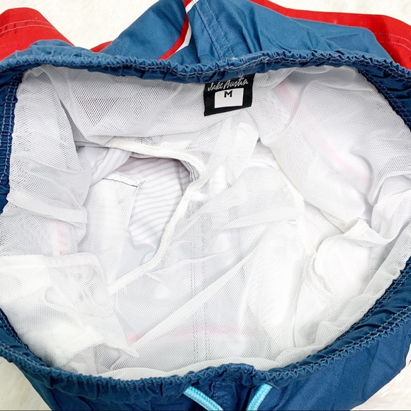 Jake Austin Red White Blue Colorblock Swim Trunks - Picture 4 of 7